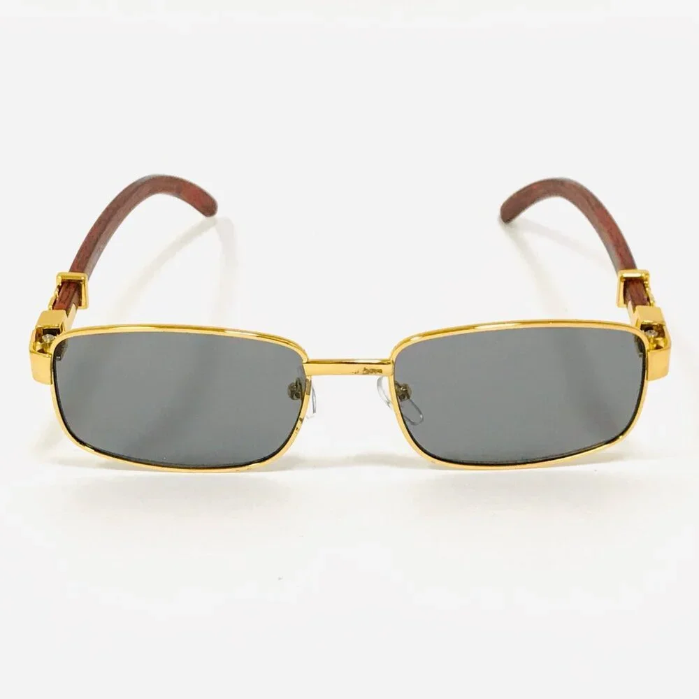 Black Lens Men‎ Sunglasses Square Gold Frame Hip Hop Style Street Wear Quevo New